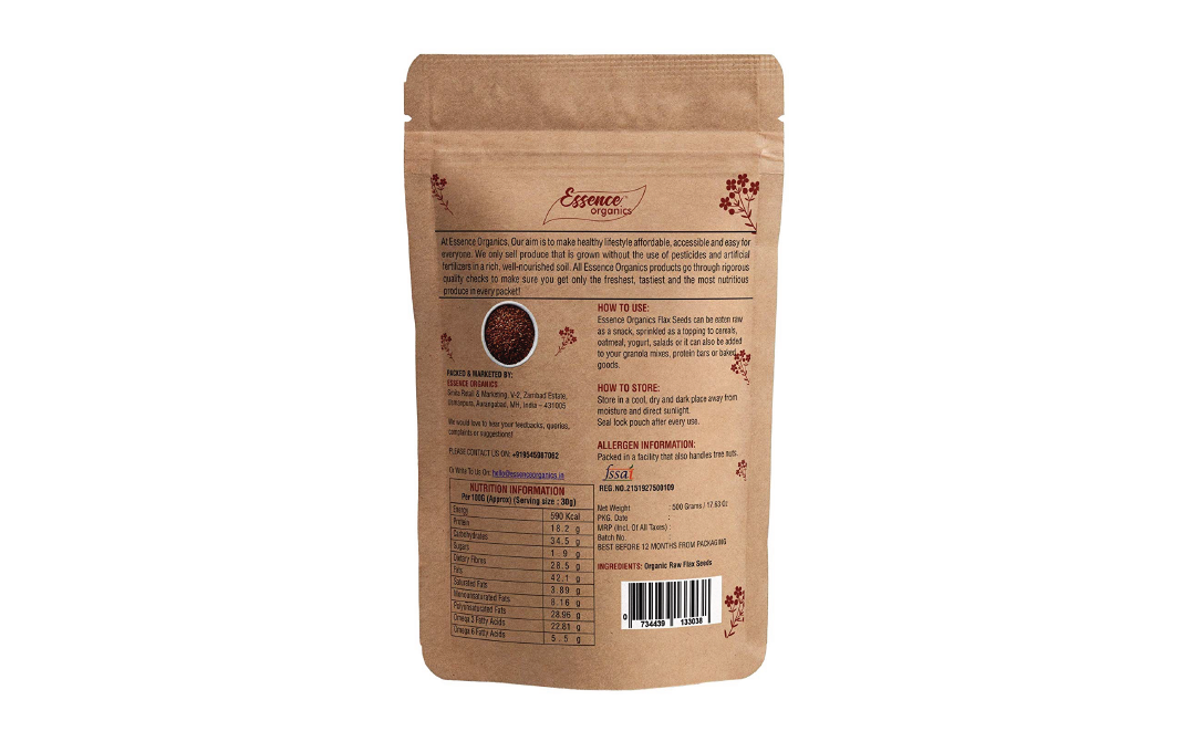 Essence Organics Ancient Superfood Flax Seeds    Pack  500 grams